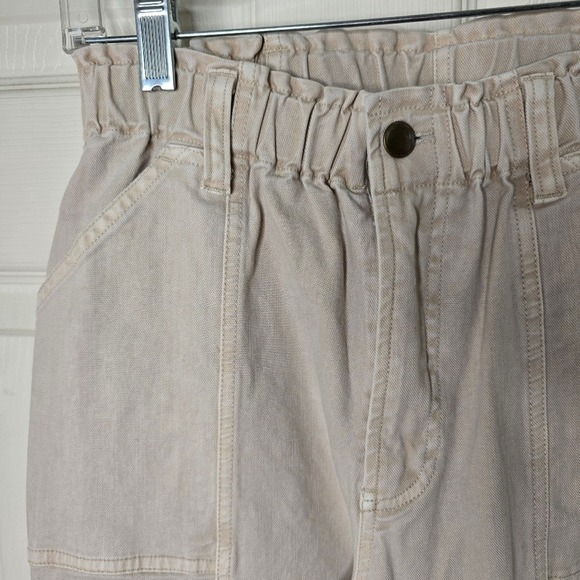 Womens YFB Beige Pants Elastic Waist Pockets M - Picture 2 of 11